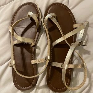 Strapped gold sandals